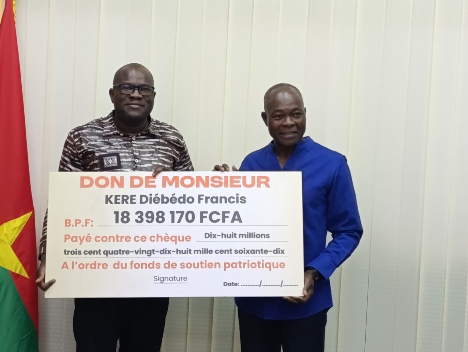 Fonds de soutien patriotique: l’architecte Francis Kéré verse plus  de 18 millions F CFA